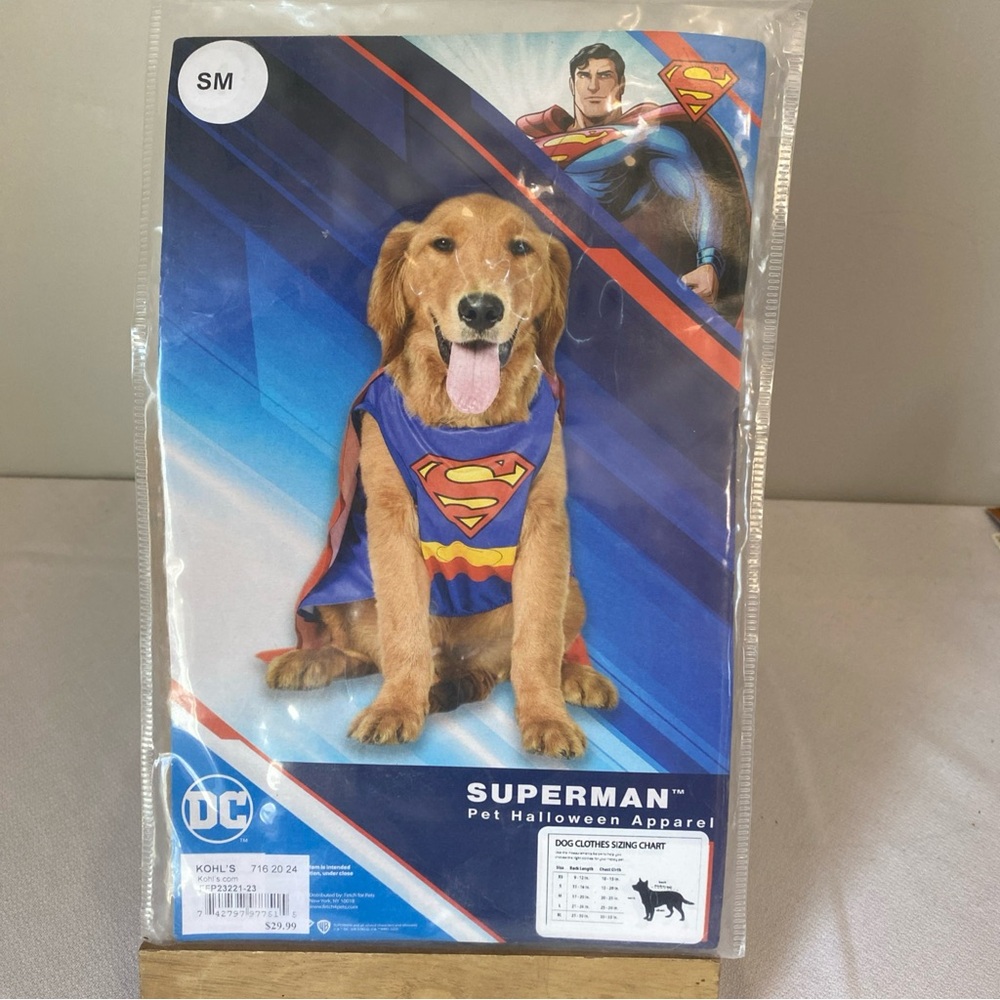 DC Comics Superman Dog Halloween Costume - Blue and Red size SM